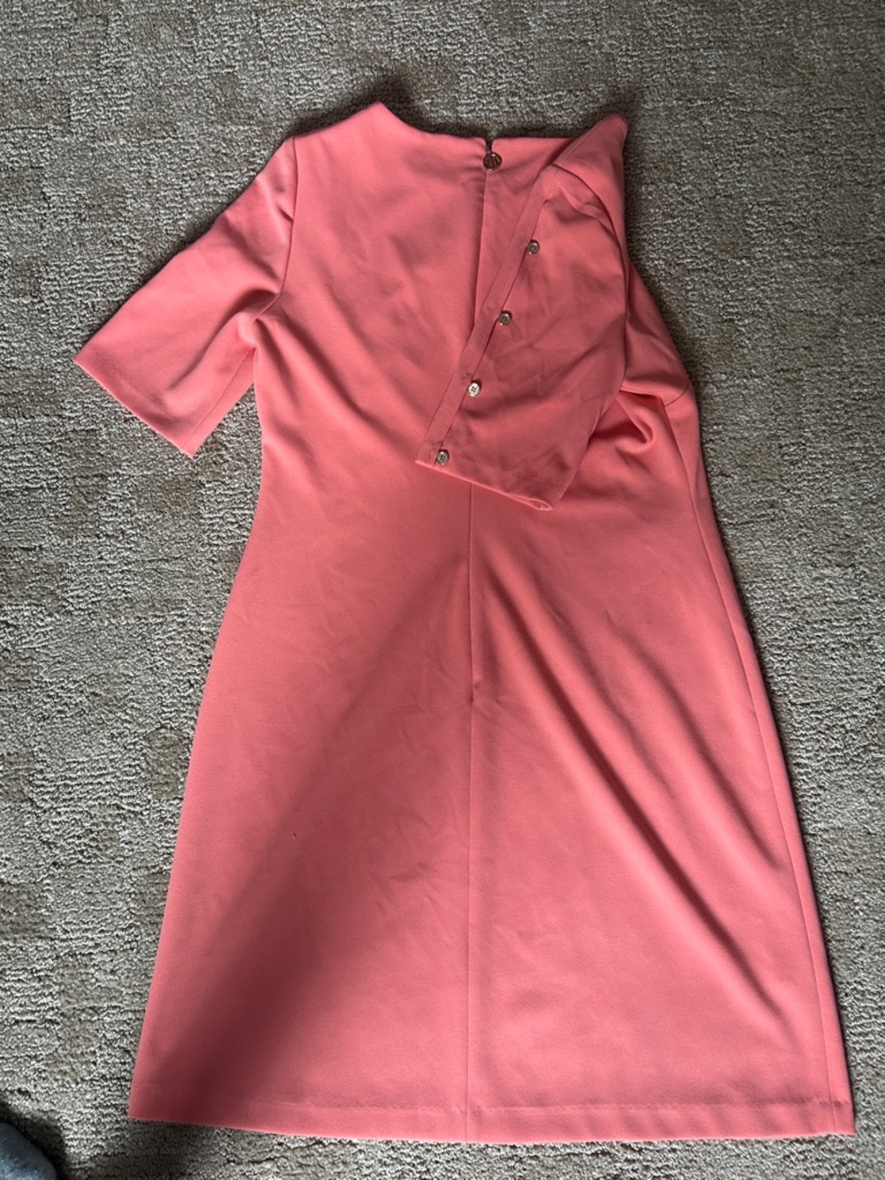 Tommy Hilfiger Coral Pink Midi Sheath Dress with Button-Trim Sleeves - Picture 2 of 2